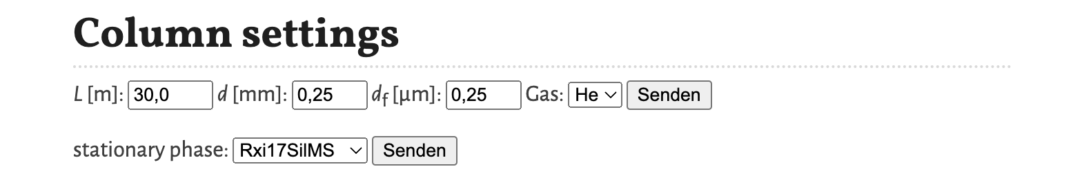 Column settings